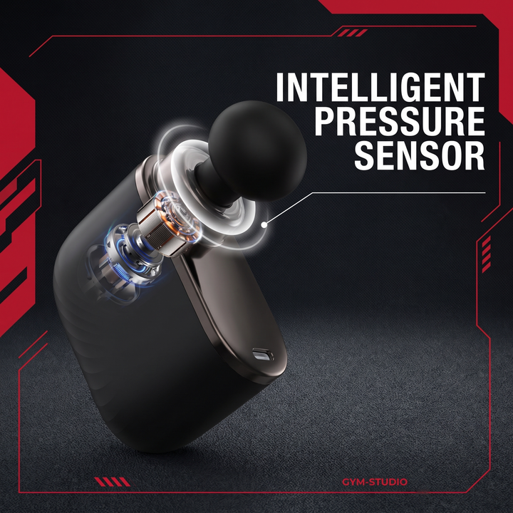 Mini massage gun featuring intelligent pressure sensor