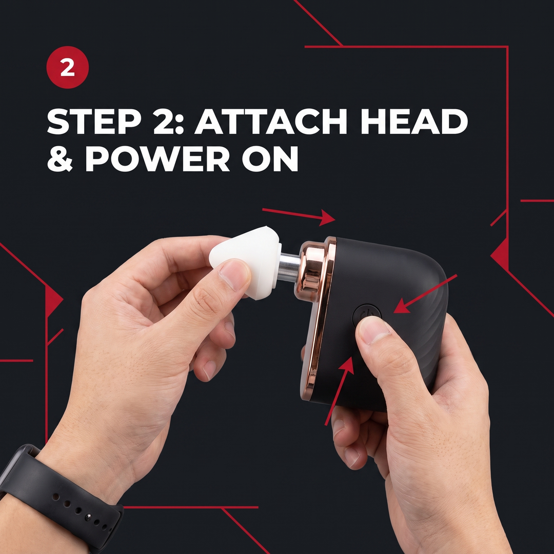 Step 2: attach massage head and power on