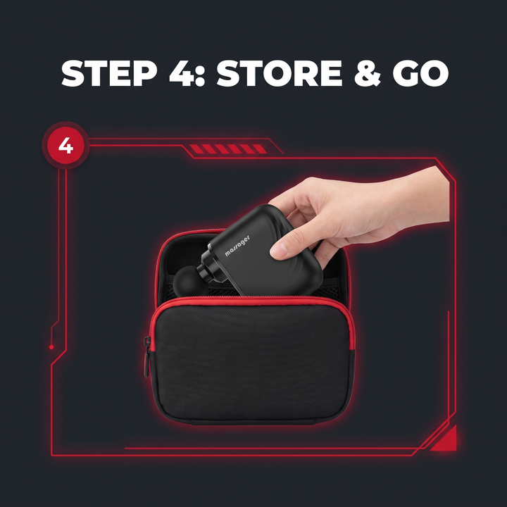 Step 4: store massage gun in carrying pouch