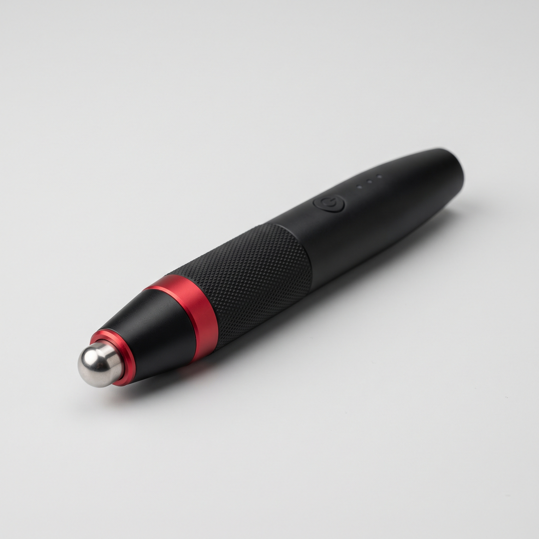PHYSIOATHLETX handheld muscle relaxation pen, A-type, angled view showing pen-shaped design