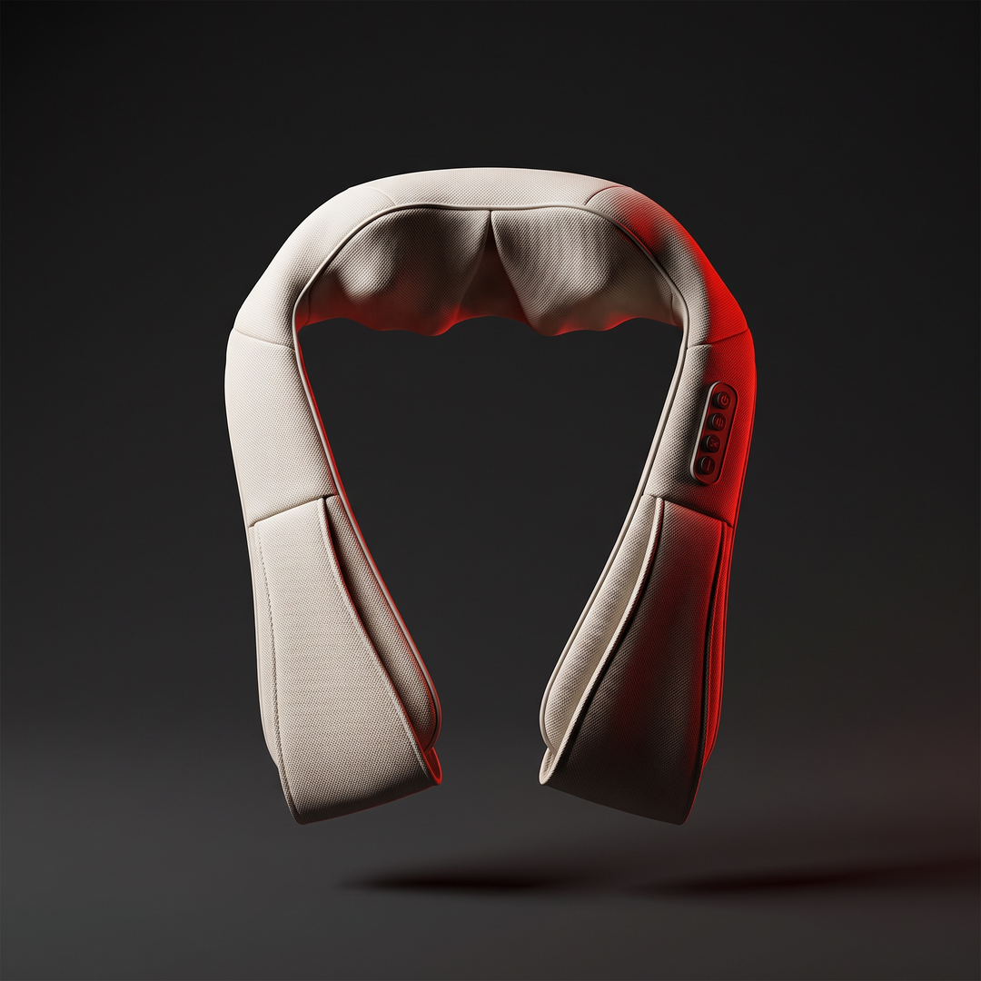 Cream-coloured neck and shoulder massager, front view