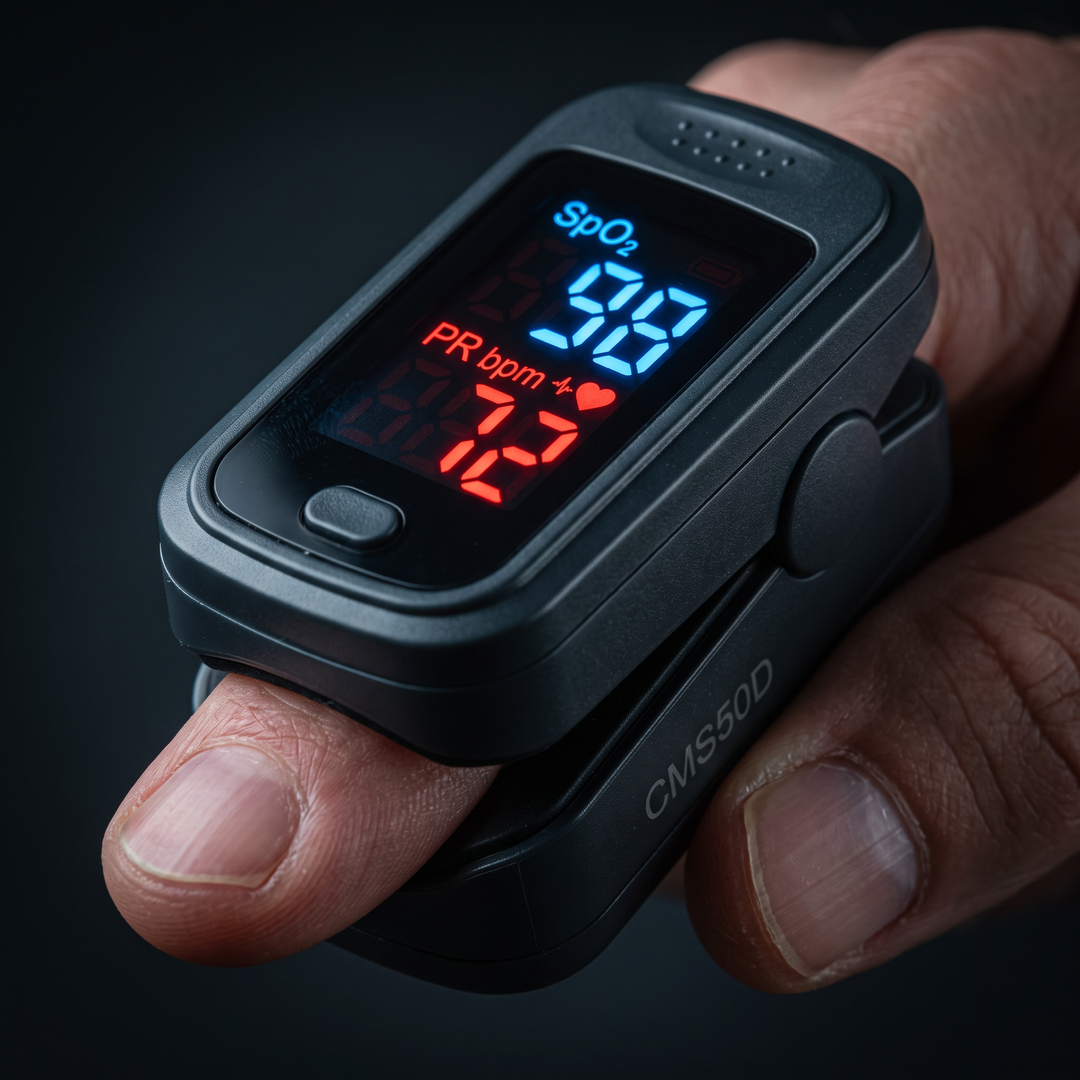 Close-up of the finger pulse oximeter&