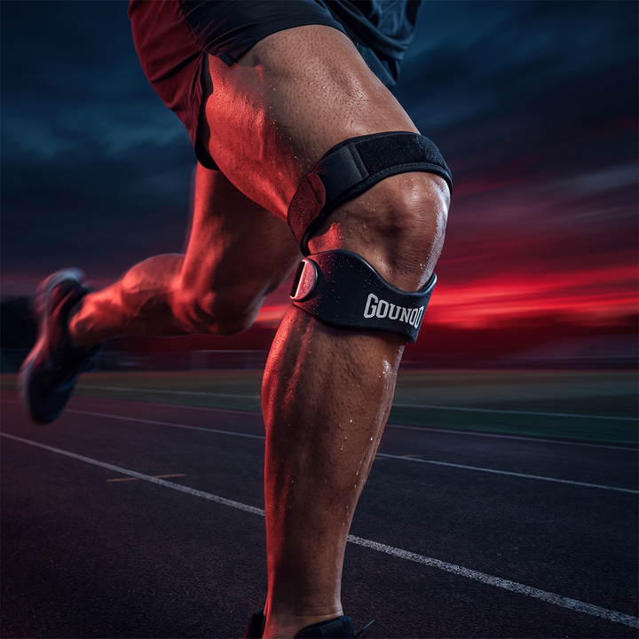 Adjustable Patella Tendon Knee Strap Patellar Support Brace Silicone Pressure Pad Knee Pain Relief Band for Running Basketball Gym Fitness - Running Action