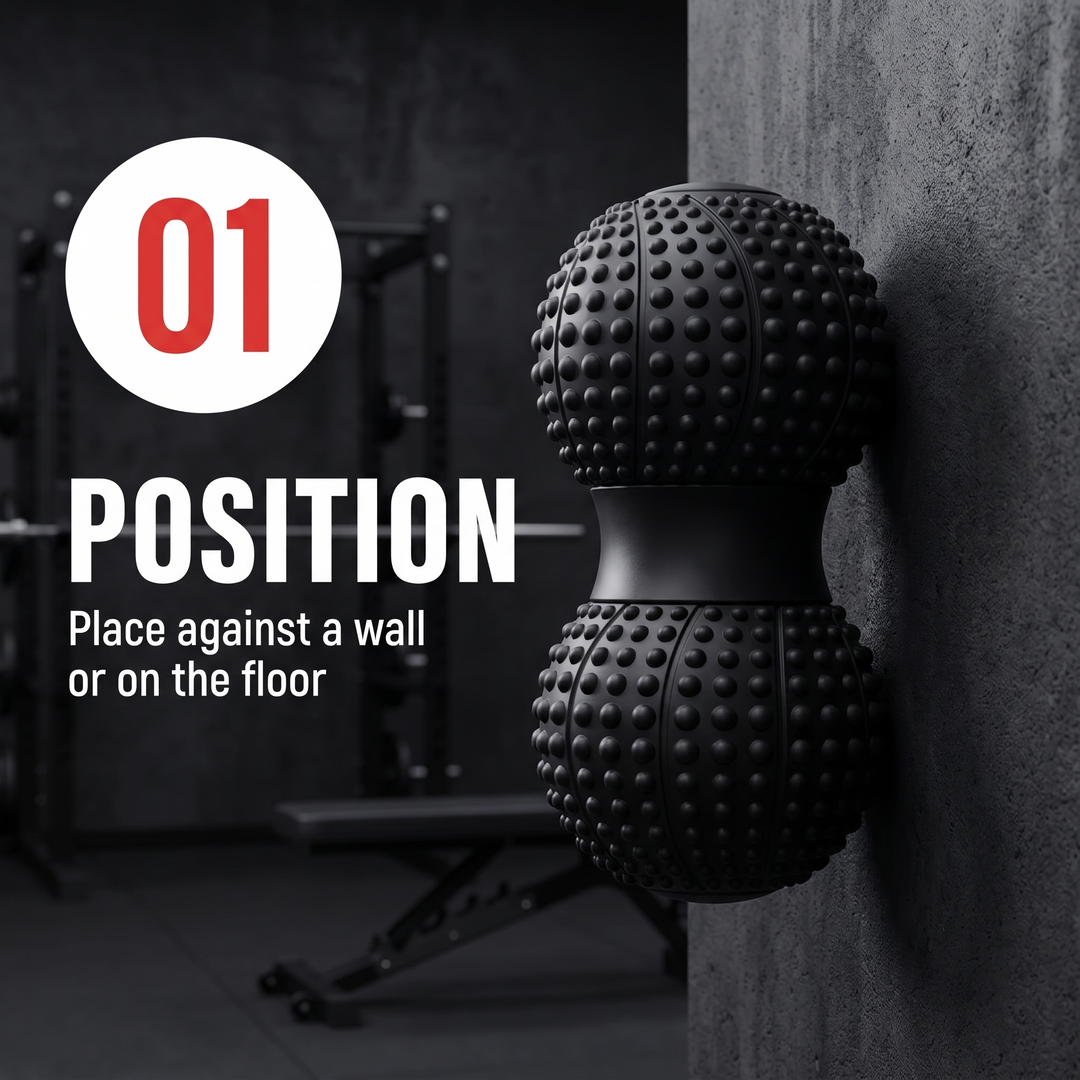 Professional Peanut Massage Ball TPE Raised Point Fascia Ball Back Waist Foot Myofascial Release Ball for Home Gym Recovery Mobility Rehab - Step 1 Position