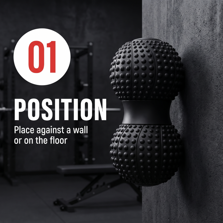 Professional Peanut Massage Ball TPE Raised Point Fascia Ball Back Waist Foot Myofascial Release Ball for Home Gym Recovery Mobility Rehab - Step 1 Position