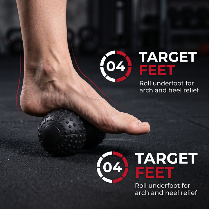 Professional Peanut Massage Ball TPE Raised Point Fascia Ball Back Waist Foot Myofascial Release Ball for Home Gym Recovery Mobility Rehab - Step 4 Target Feet