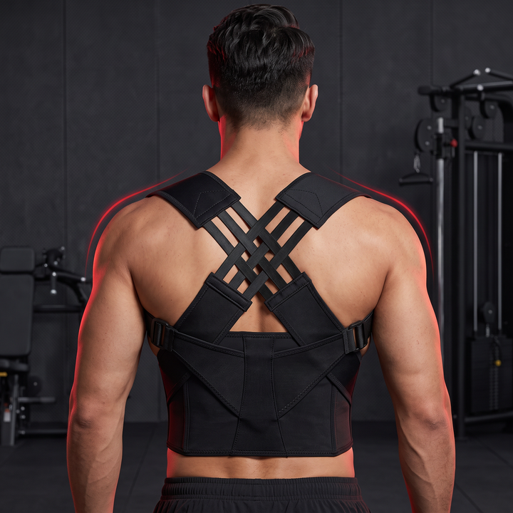 Adjustable Posture Corrector for Men and Women Shoulder Back Brace Upper Spine Support Middle Back Straightener Rehabilitation Posture Support Brace - Back view X-strap detail