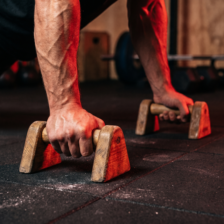Professional Wooden Push Up Bars Adjustable Portable Push Up Stands - non-slip grip in use