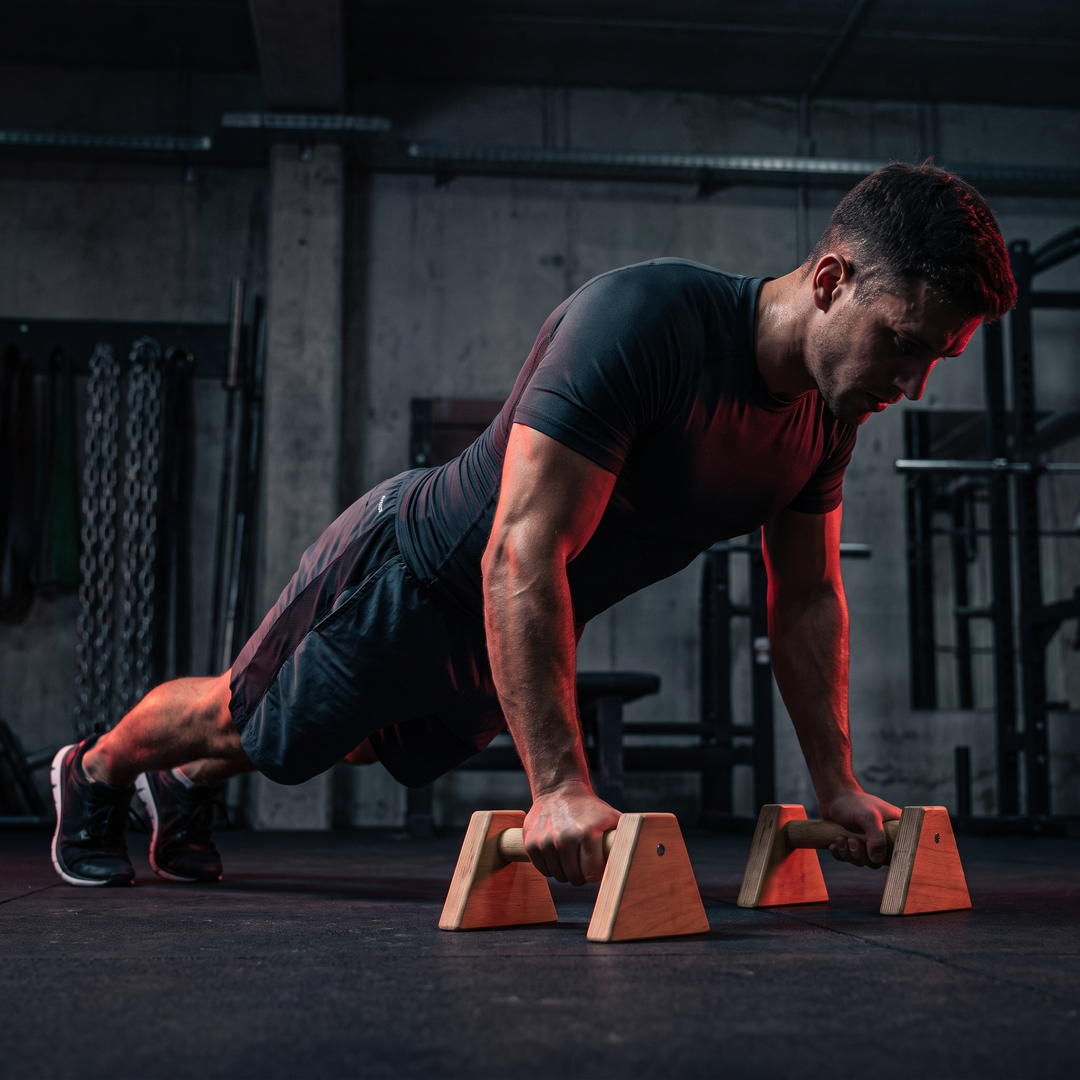 Professional Wooden Push Up Bars Adjustable Portable Push Up Stands - full range of motion push up