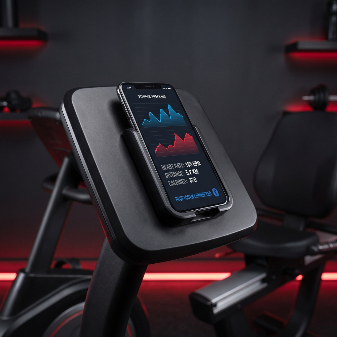 Recumbent Exercise Bike Magnetic Resistance Stationary Bike Bluetooth App LCD Display Heart Rate Monitor Home Gym Cardio Fitness Bike Low Impact - Bluetooth app connectivity screen