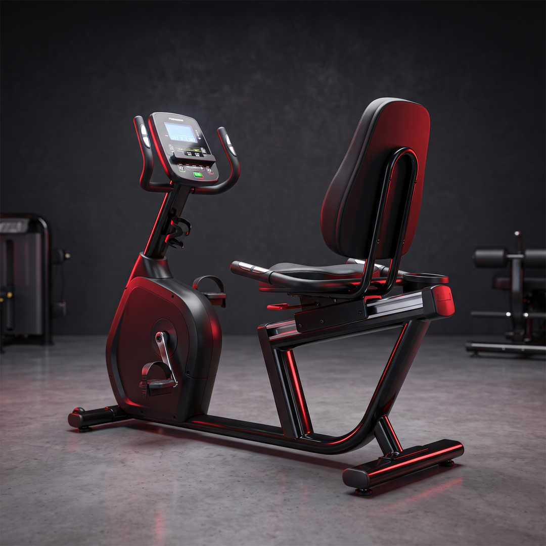 PhysioAthletX Adjustable Recumbent Exercise Bike - front 3/4 hero view
