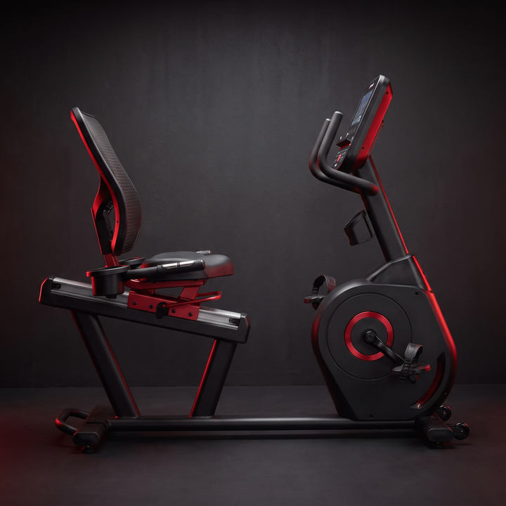 Recumbent Exercise Bike Magnetic Resistance Stationary Bike Bluetooth App LCD Display Heart Rate Monitor Home Gym Cardio Fitness Bike Low Impact - side profile view