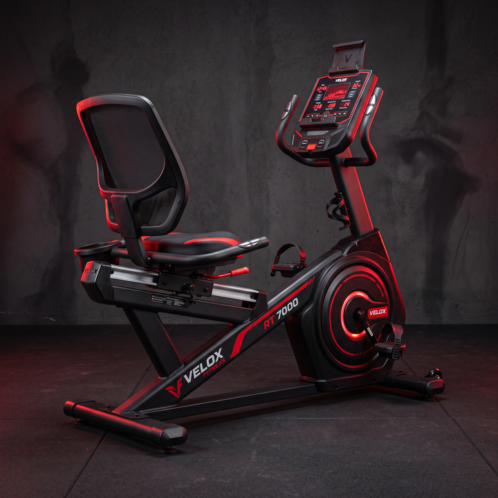 Recumbent Exercise Bike Magnetic Resistance Stationary Bike Bluetooth App LCD Display Heart Rate Monitor Home Gym Cardio Fitness Bike Low Impact - three-quarter angle