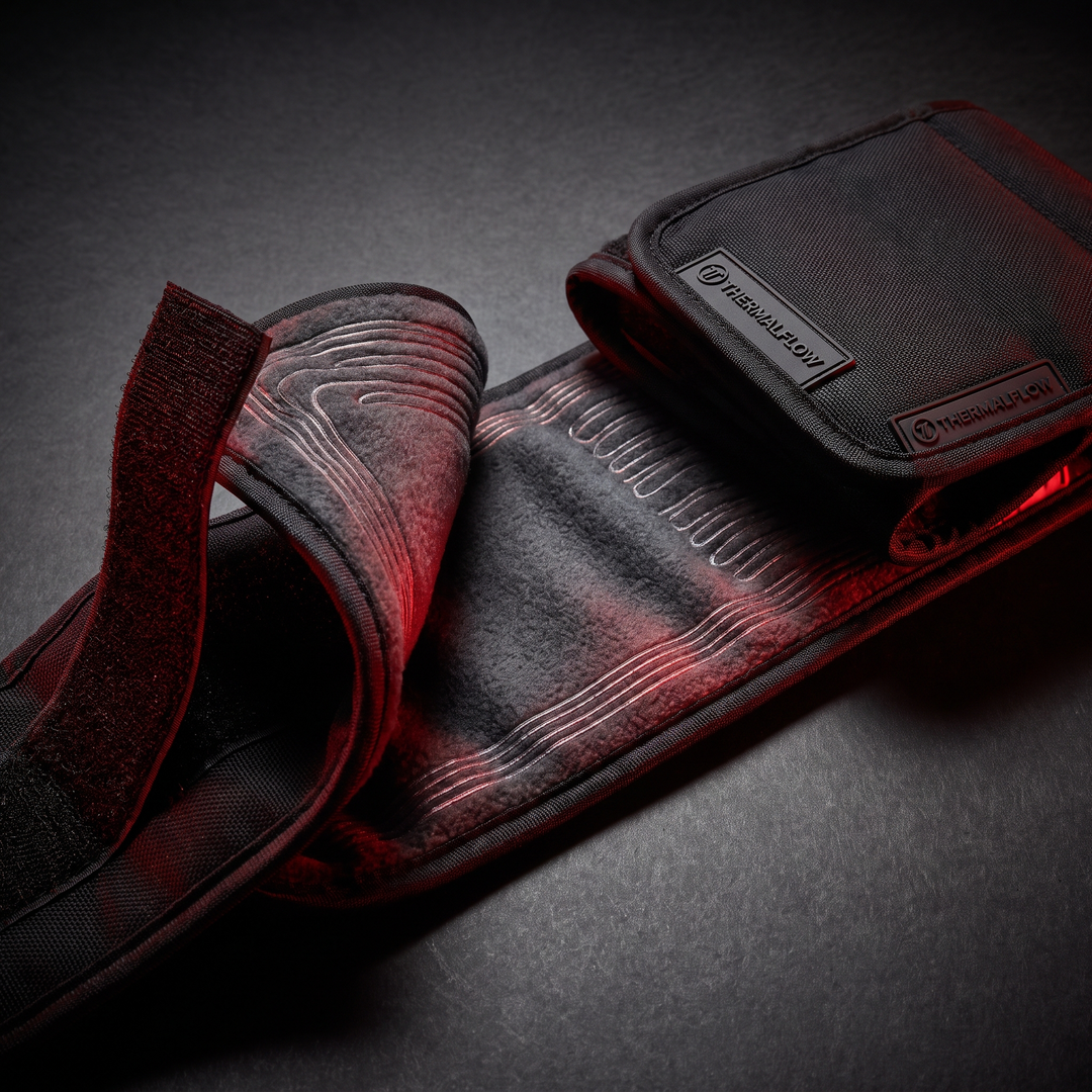 Close-up of the soft internal heating pad layer inside the recovery wrap