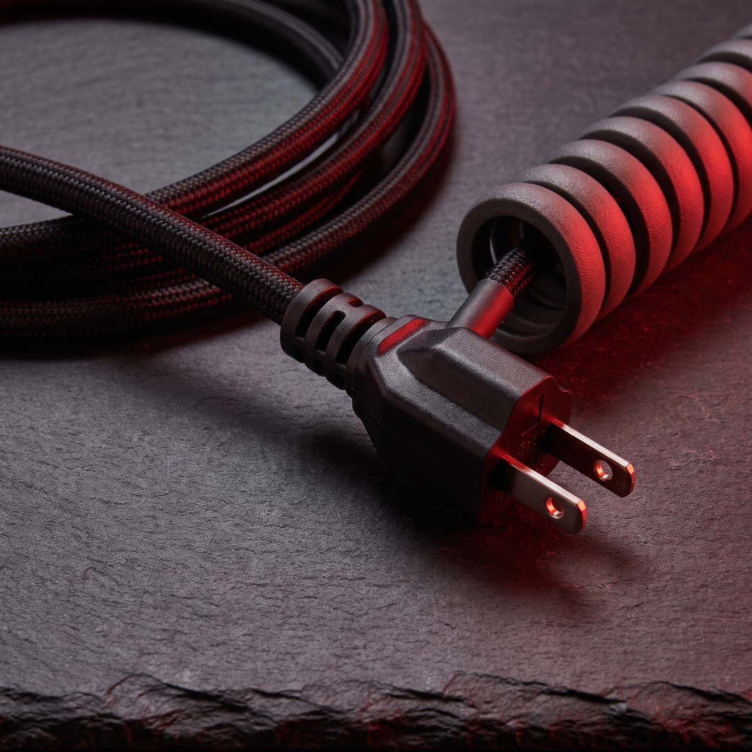 Macro shot of the US plug power adapter cable for the recovery heat wrap