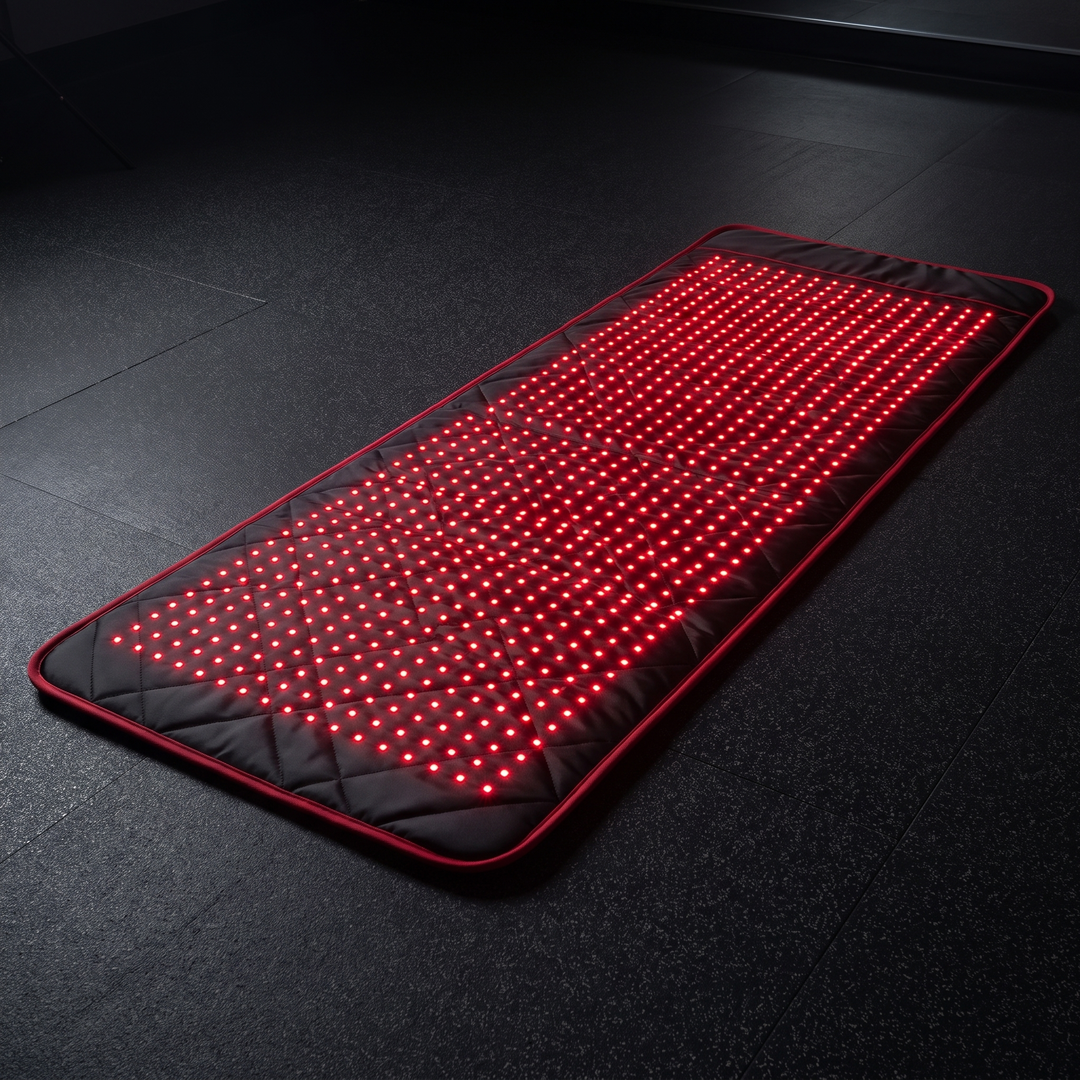 Professional Red Light Therapy Mat Full Body LED Near Infrared Light Mat Home Recovery Physiotherapy Wellness Mat for Muscle Relief Mobility Support - hero full-body mat glowing red
