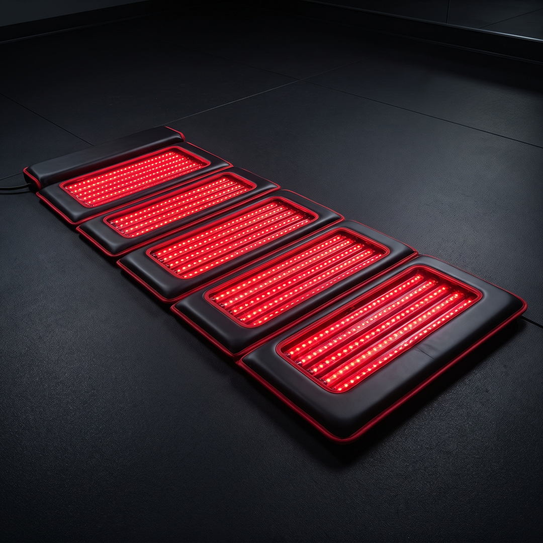 Professional Red Light Therapy Mat Full Body LED Near Infrared Light Mat Home Recovery Physiotherapy Wellness Mat for Muscle Relief Mobility Support - Professional E multi-zone panel glowing red