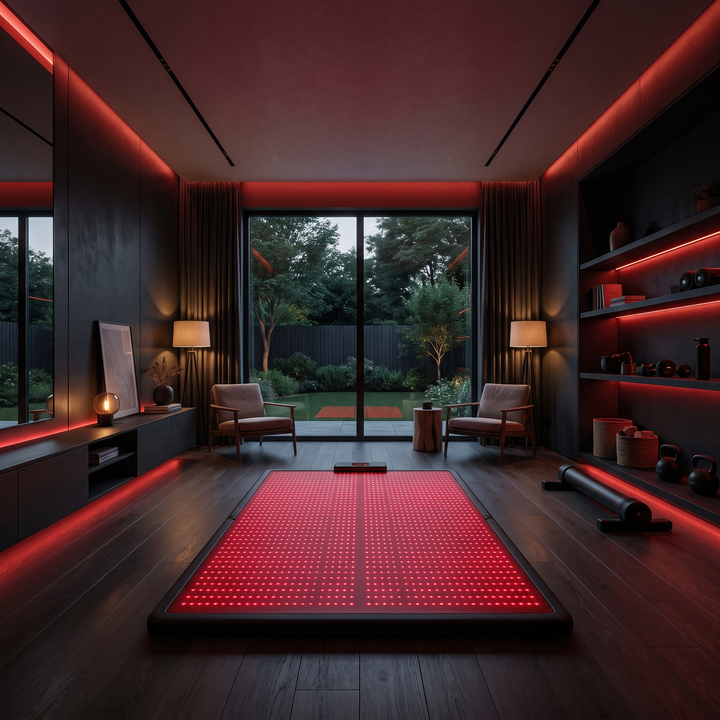 Professional Red Light Therapy Mat Full Body LED Near Infrared Light Mat Home Recovery Physiotherapy Wellness Mat for Muscle Relief Mobility Support - wide home gym recovery corner