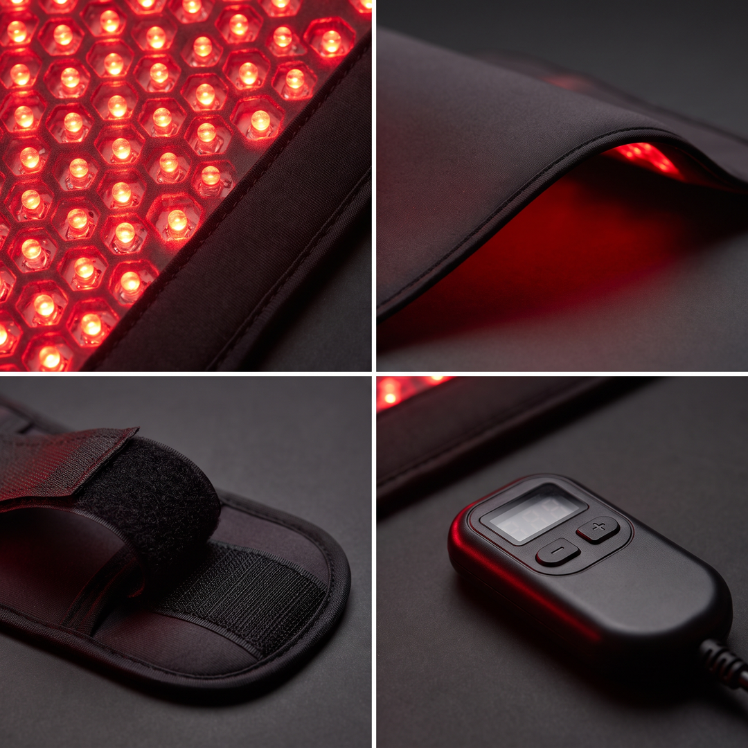 PHYSIOATHLETX Red Light Recovery Pad LED array and strap detail
