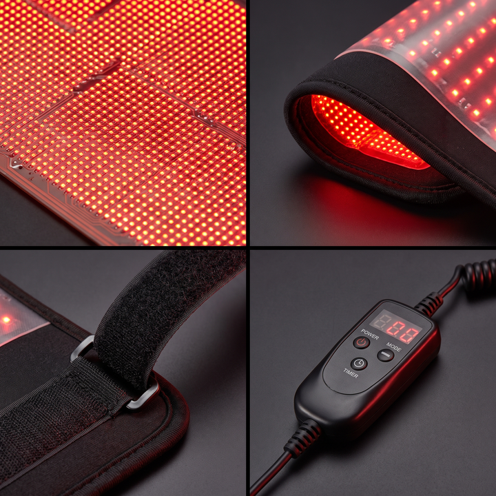 PHYSIOATHLETX Red Light Recovery Pad LED array and strap detail