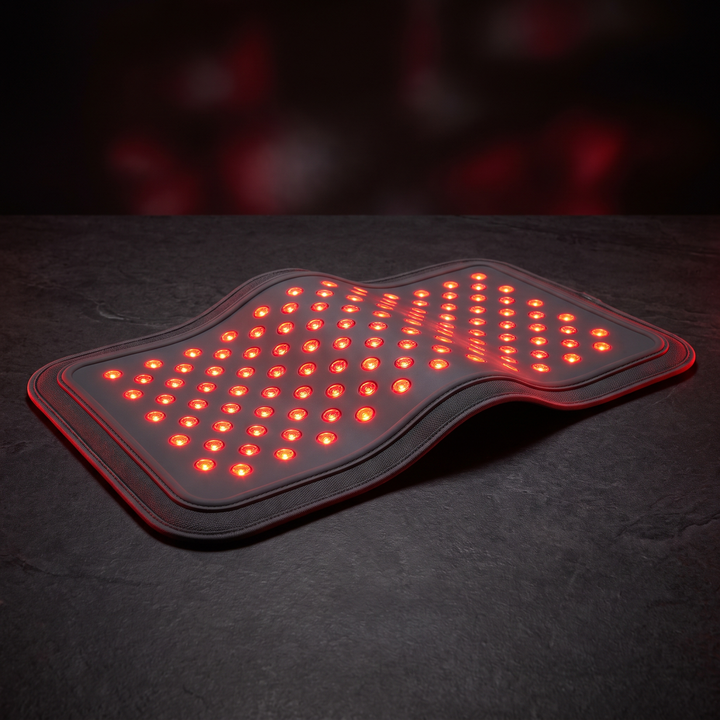 PHYSIOATHLETX Red Light Recovery Pad glowing red LED recovery glow