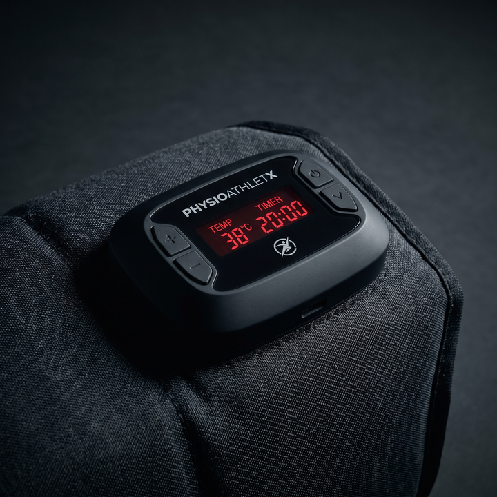 PHYSIOATHLETX Red Light Recovery Wrap - control panel macro detail