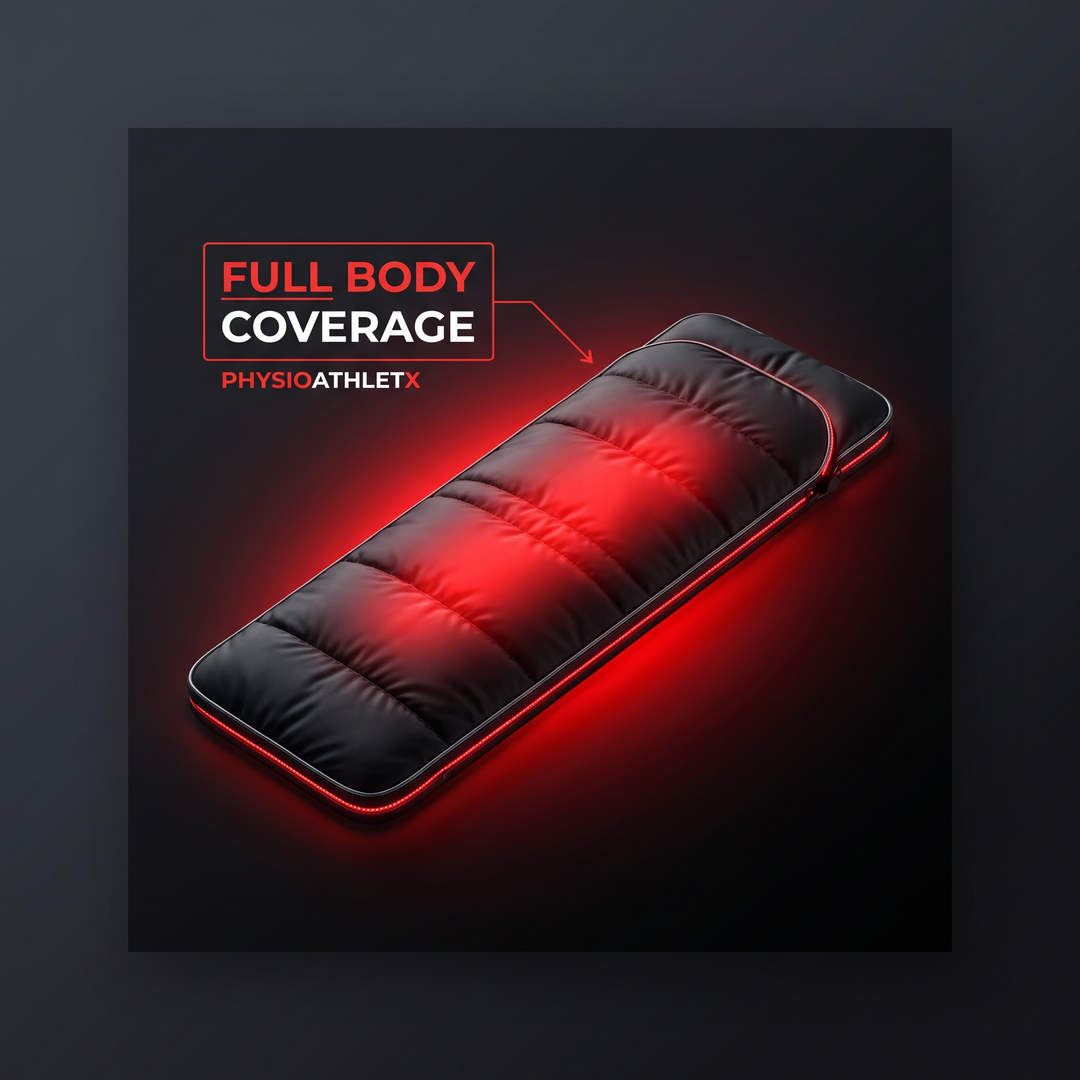 PHYSIOATHLETX Red Light Recovery Wrap - full body coverage callout