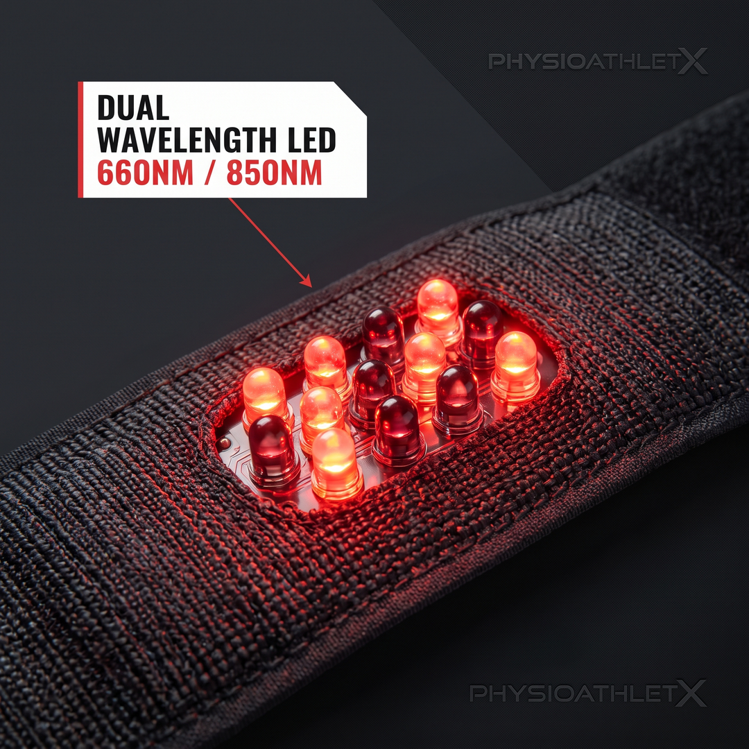 PHYSIOATHLETX Red Light Recovery Wrap - dual wavelength LED callout