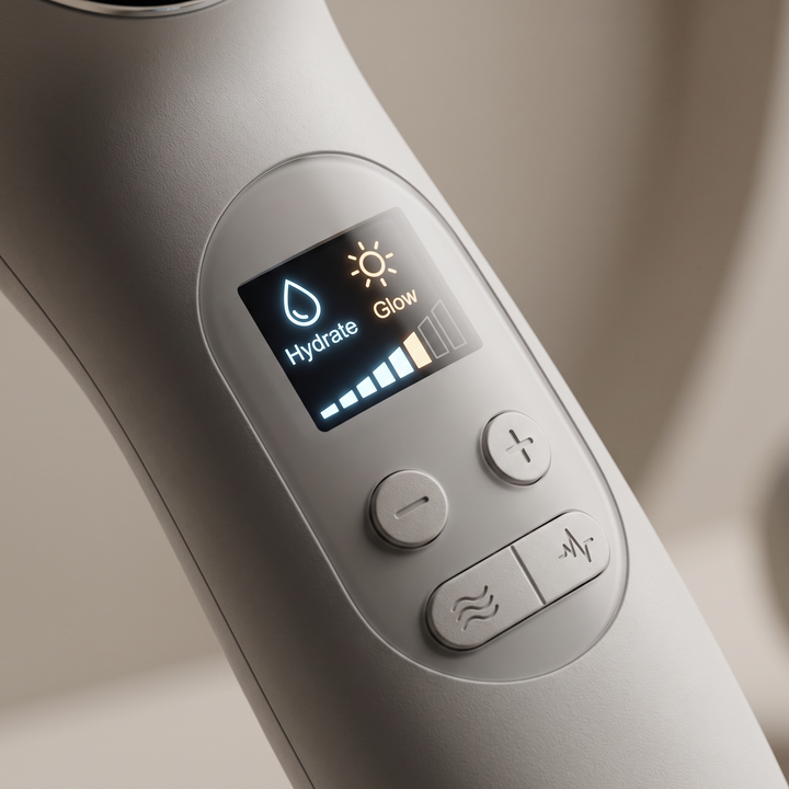 Control panel and display of professional-grade skin massage device
