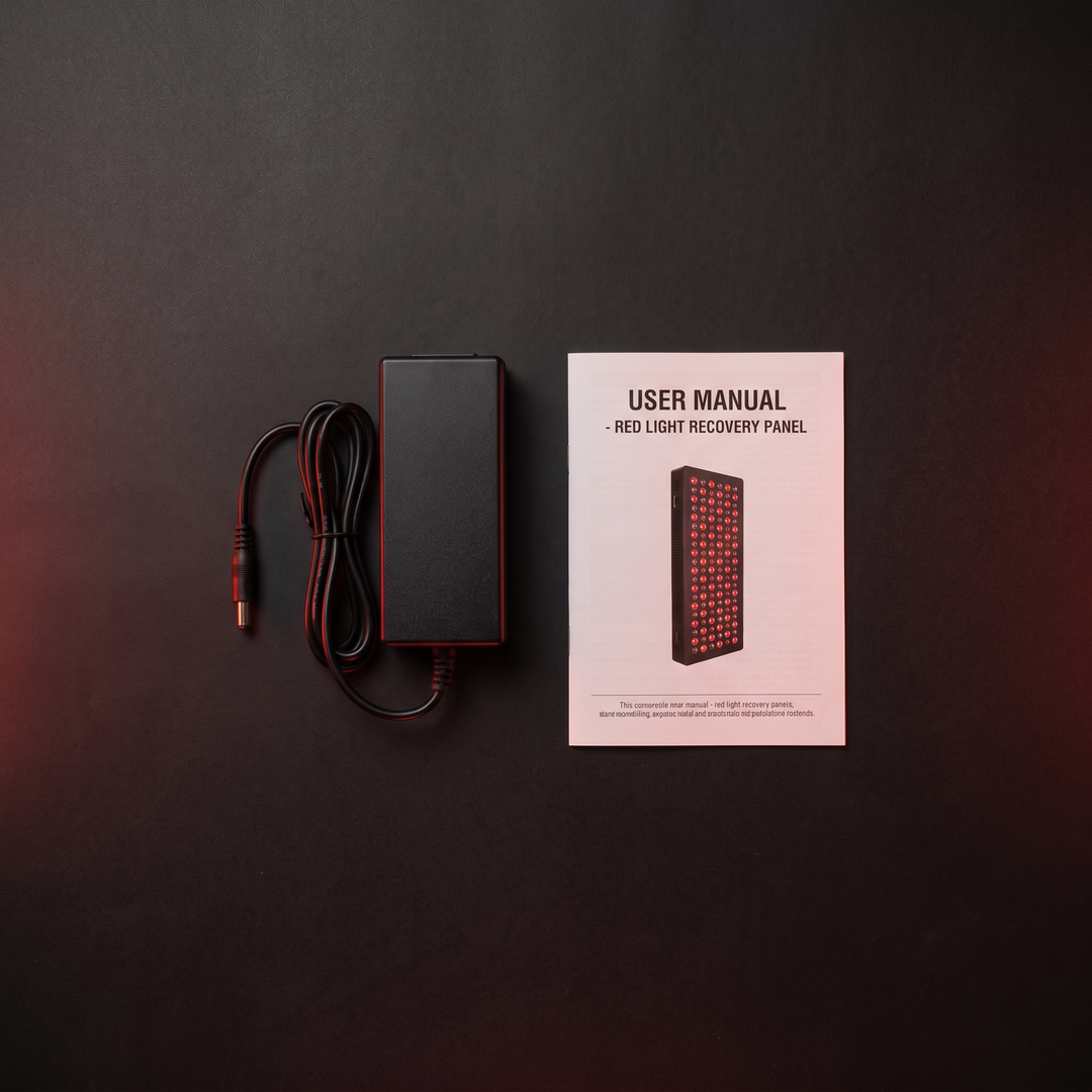 PHYSIOATHLETX red light recovery panel - accessories power adapter and manual
