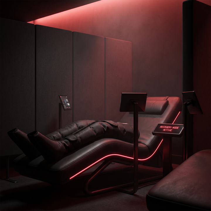 PHYSIOATHLETX red light recovery panel - red glow recovery room atmosphere