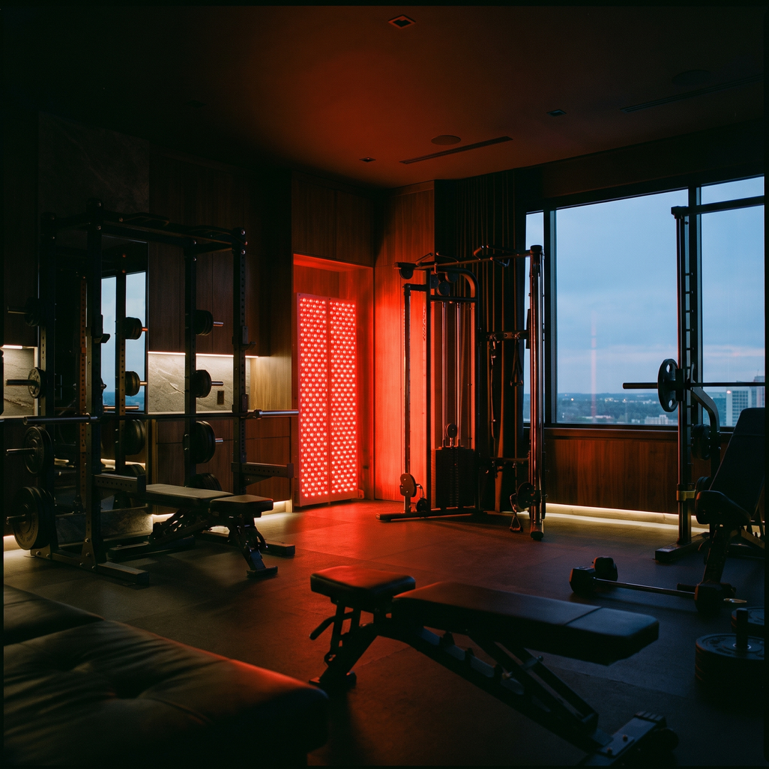 PHYSIOATHLETX red light recovery panel - home gym recovery corner