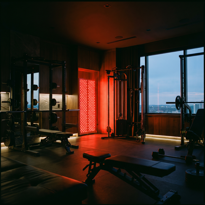 PHYSIOATHLETX red light recovery panel - home gym recovery corner