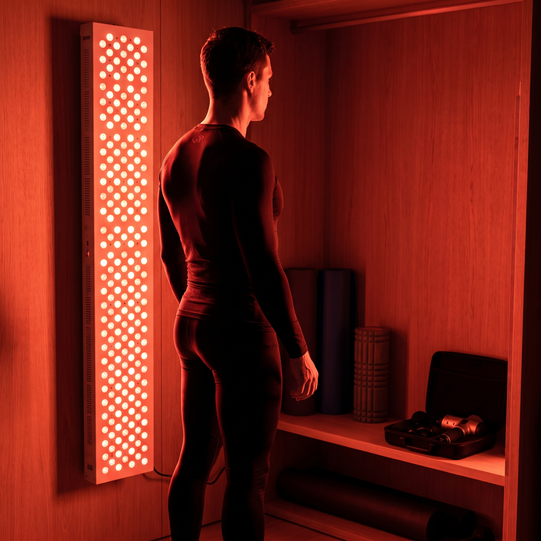 PHYSIOATHLETX red light recovery panel - post-workout wind-down recovery room