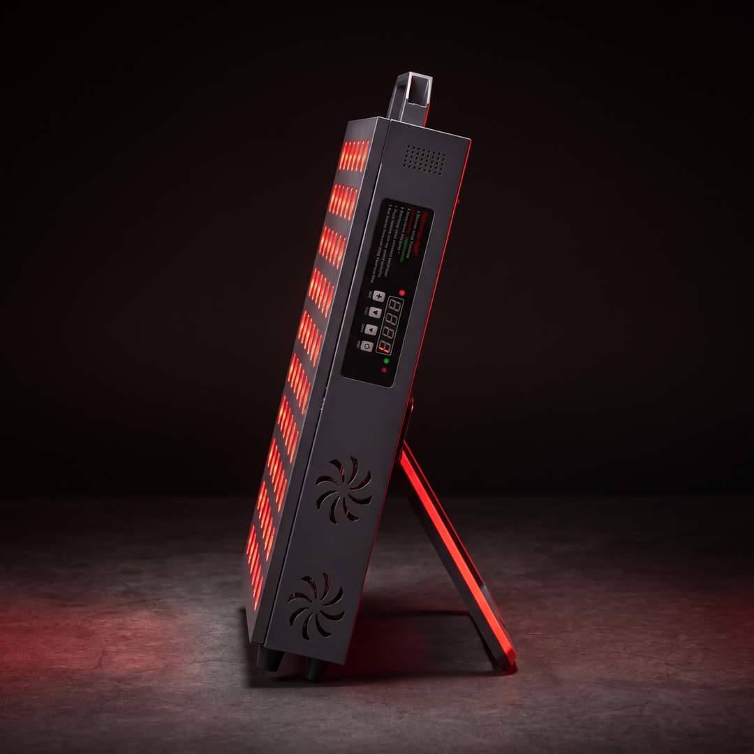 PHYSIOATHLETX red light recovery panel - side profile stand deployed