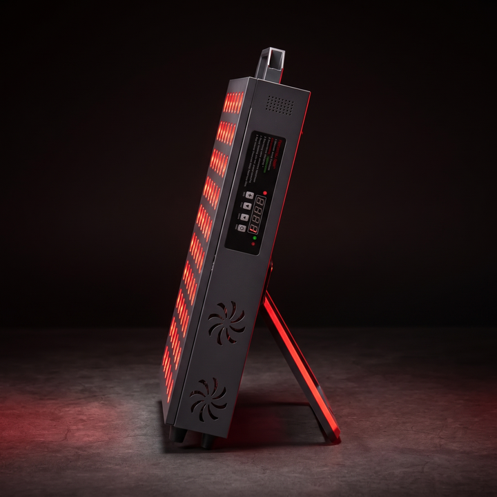PHYSIOATHLETX red light recovery panel - side profile stand deployed