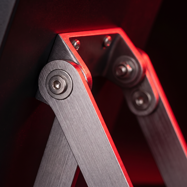 PHYSIOATHLETX red light recovery panel - stand hinge macro detail