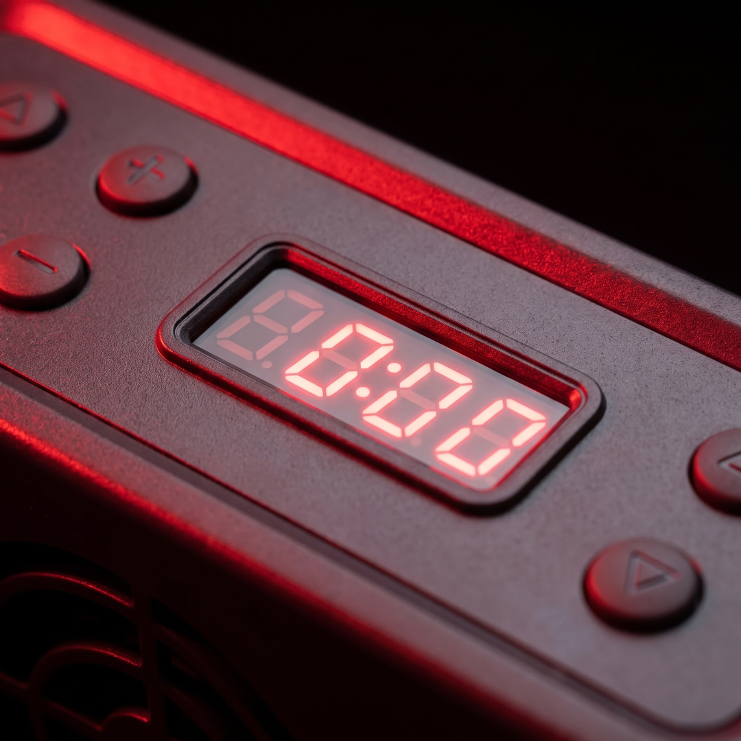 PHYSIOATHLETX red light recovery panel - digital timer readout detail