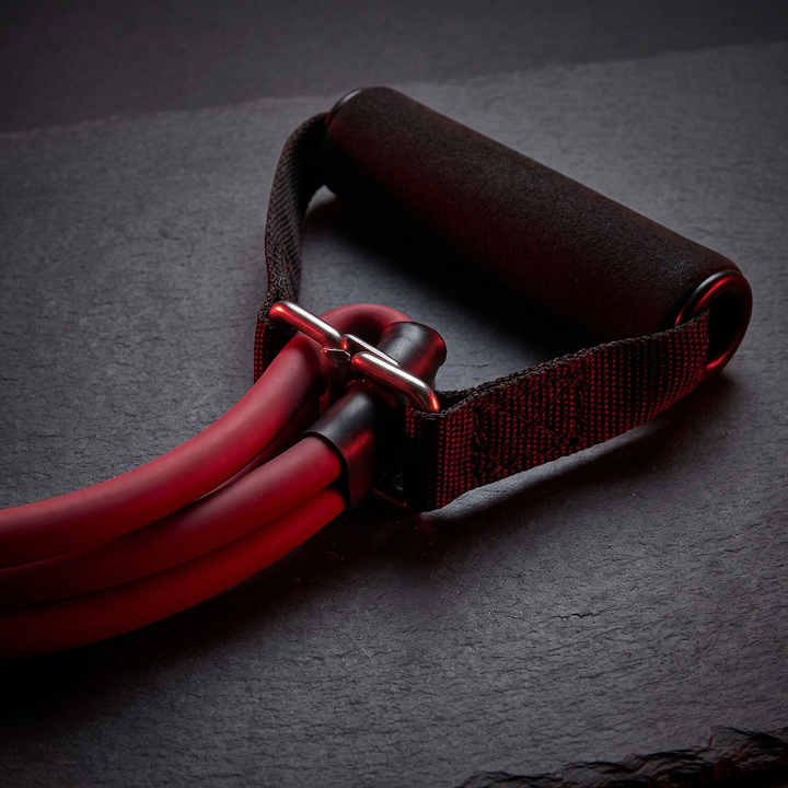 Heavy-Duty Stackable TPE Resistance Band - Foam Handle Attachment Close-Up