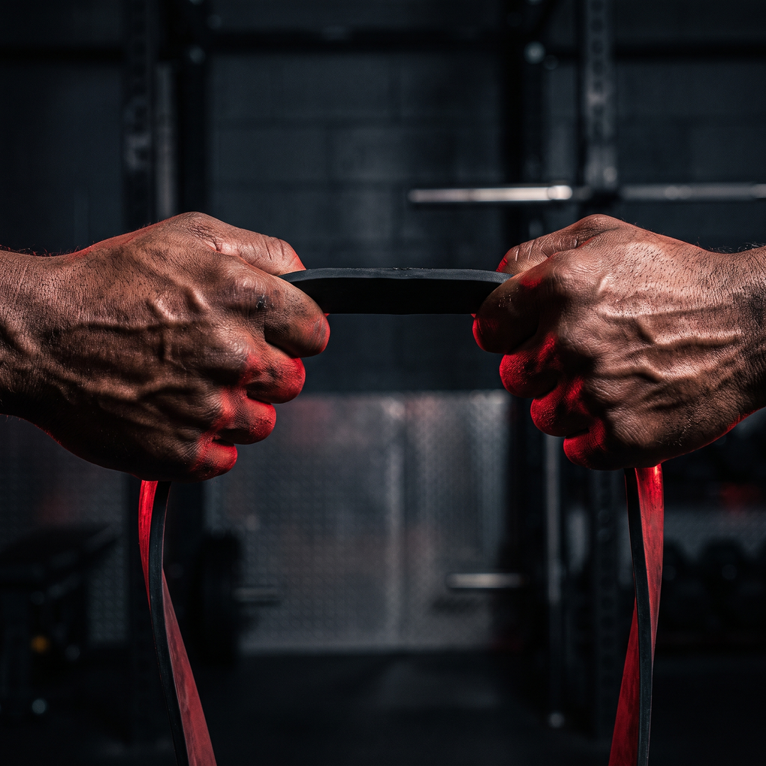 Heavy-Duty Stackable TPE Resistance Band - Grip Strength Close-Up Action Shot