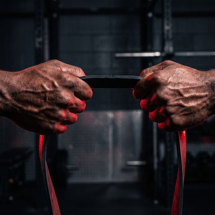 Heavy-Duty Stackable TPE Resistance Band - Grip Strength Close-Up Action Shot