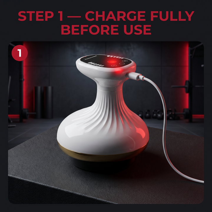 Step 1: charge the device fully before use