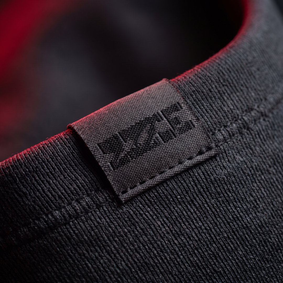 Brand tag detail on gym shoulder support brace