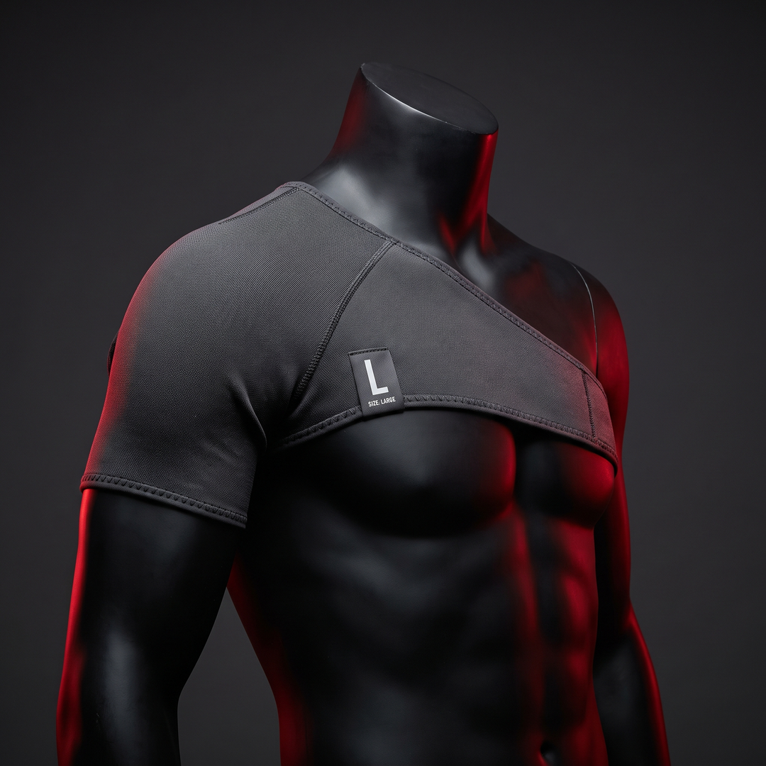 Gray shoulder support brace size reference - Large, built for lifting and training