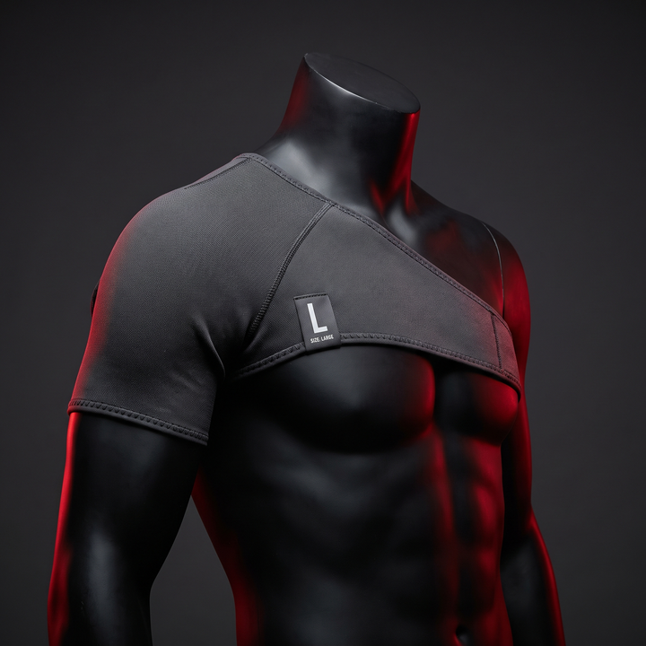 Gray shoulder support brace size reference - Large, built for lifting and training