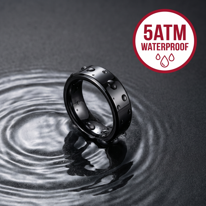 Smart Health Tracking Ring Heart Rate Blood Oxygen Skin Temperature Monitor 5ATM Waterproof Fitness Ring - 5ATM Waterproof Rating
