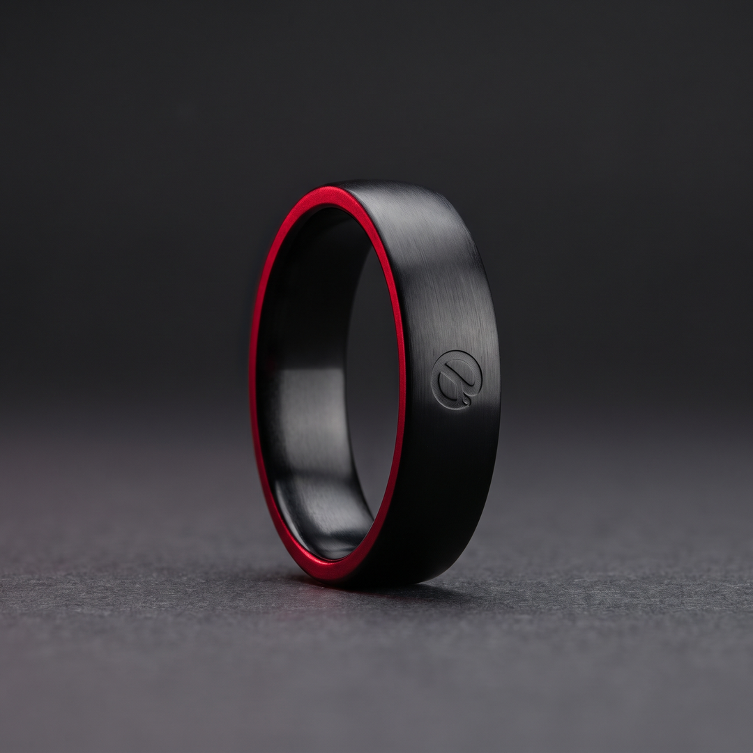 Smart Health Tracking Ring Heart Rate Blood Oxygen Skin Temperature Monitor 5ATM Waterproof Fitness Ring - Black Ring Side Profile