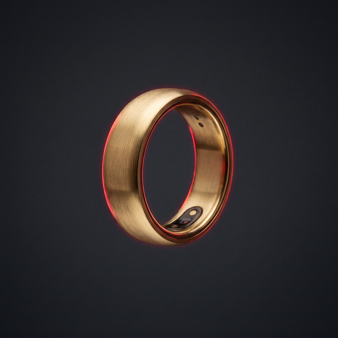 Smart Health Tracking Ring Heart Rate Blood Oxygen Skin Temperature Monitor 5ATM Waterproof Fitness Ring - Gold Smart Ring