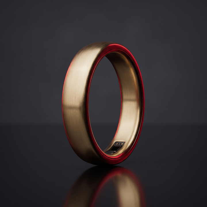 Smart Health Tracking Ring Heart Rate Blood Oxygen Skin Temperature Monitor 5ATM Waterproof Fitness Ring - Gold Ring Side Profile