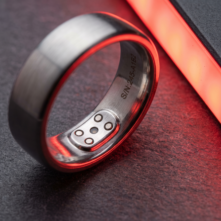 Smart Health Tracking Ring Heart Rate Blood Oxygen Skin Temperature Monitor 5ATM Waterproof Fitness Ring - Silver Ring Sensor Detail